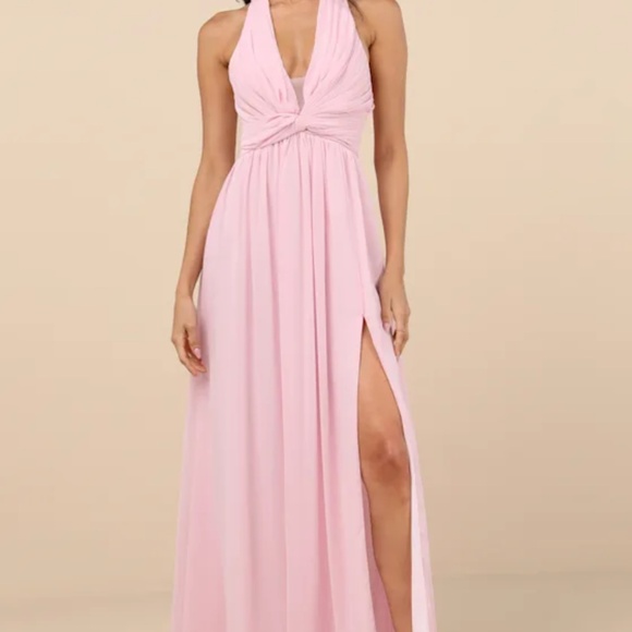 Lulus Marilina Light Pink Pleated Twist-Front dress - Picture 1 of 2